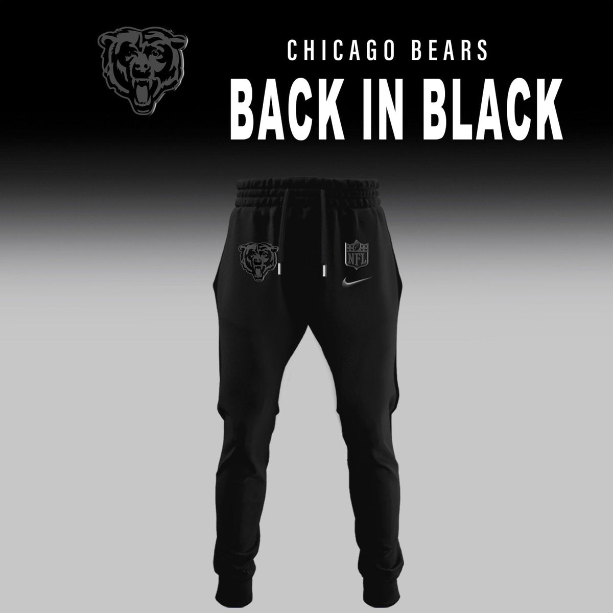 Chicago Bears Back In Black Half Zip Hoodie