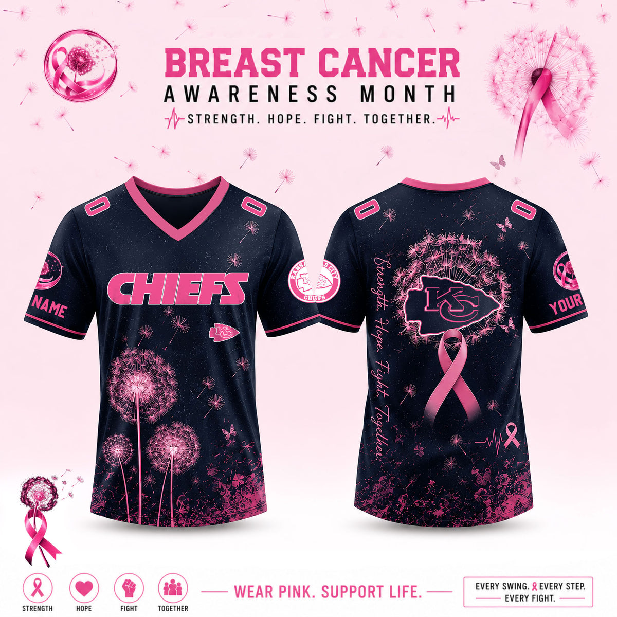 Limited Edition Kansas City Chiefs 2026 Breast Cancer Awareness x Dandelion of Hope Jersey