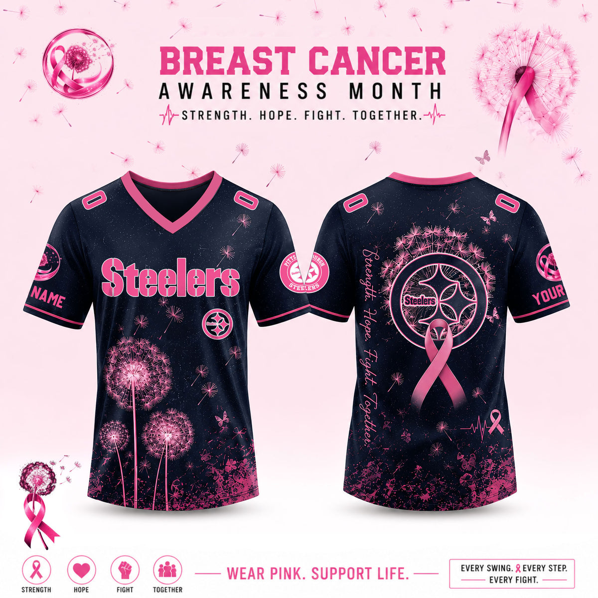 Limited Edition Pittsburgh Steelers 2026 Breast Cancer Awareness x Dandelion of Hope Jersey