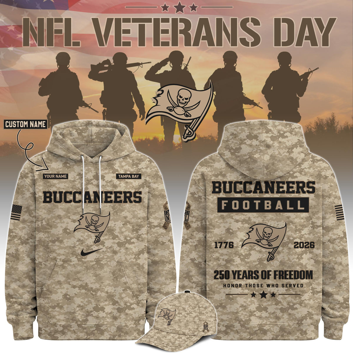 Limited Edition Tampa Bay Buccaneers Veterans Day 2026 Hoodie