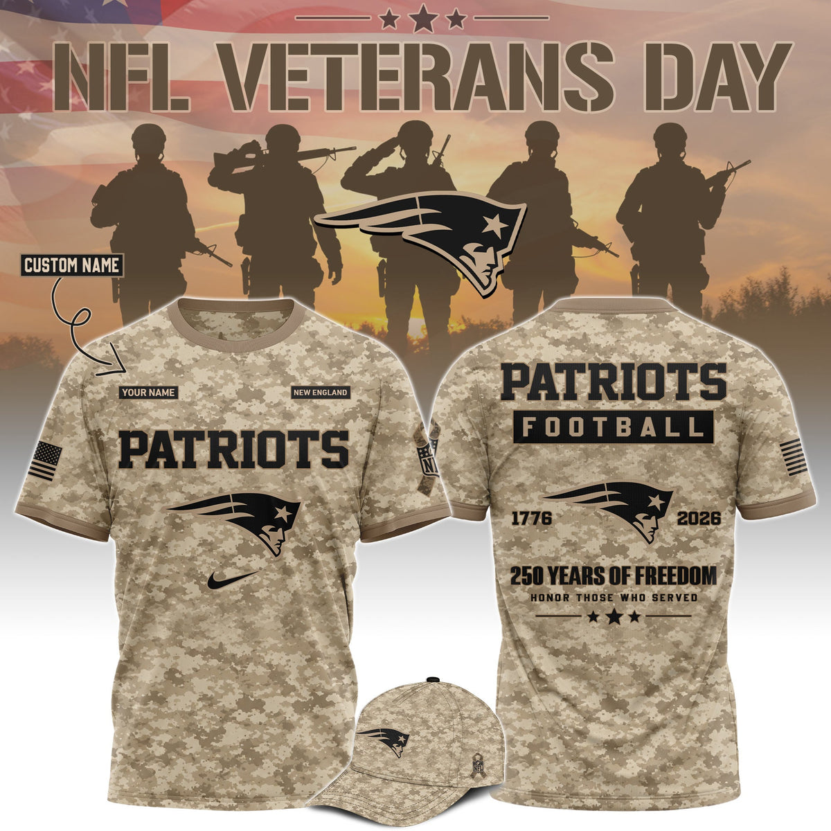 Limited Edition New England Patriots x Veterans Day 2026 T-Shirt