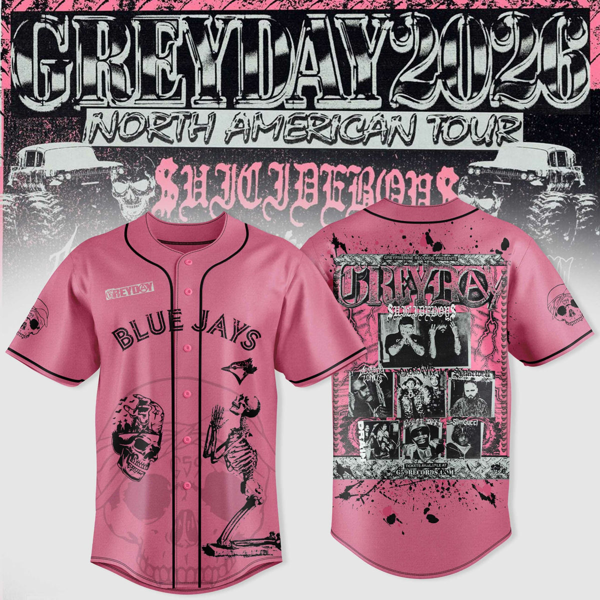 Toronto Blue Jays X $uicideboy$ Greyday 2026 – North American Tour Jersey