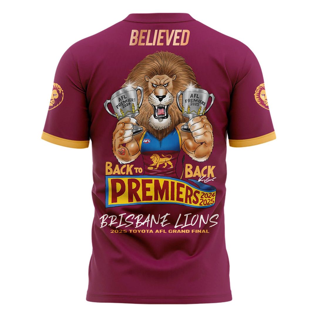 Brisbane Lions BACK TO BACK PREMIERS 2025 Tshirt