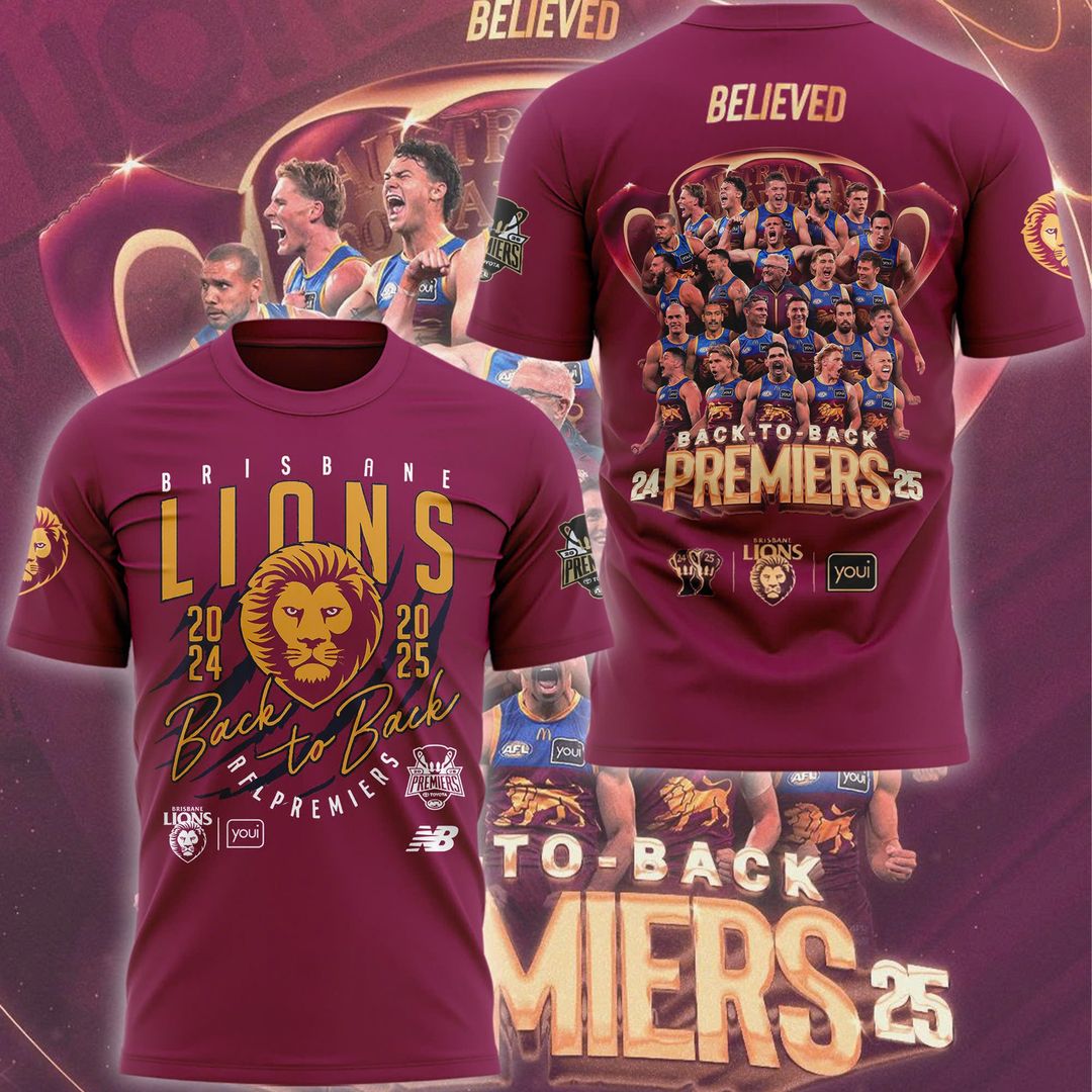 Brisbane Lions BACK TO BACK PREMIERS 2025 Tshirt