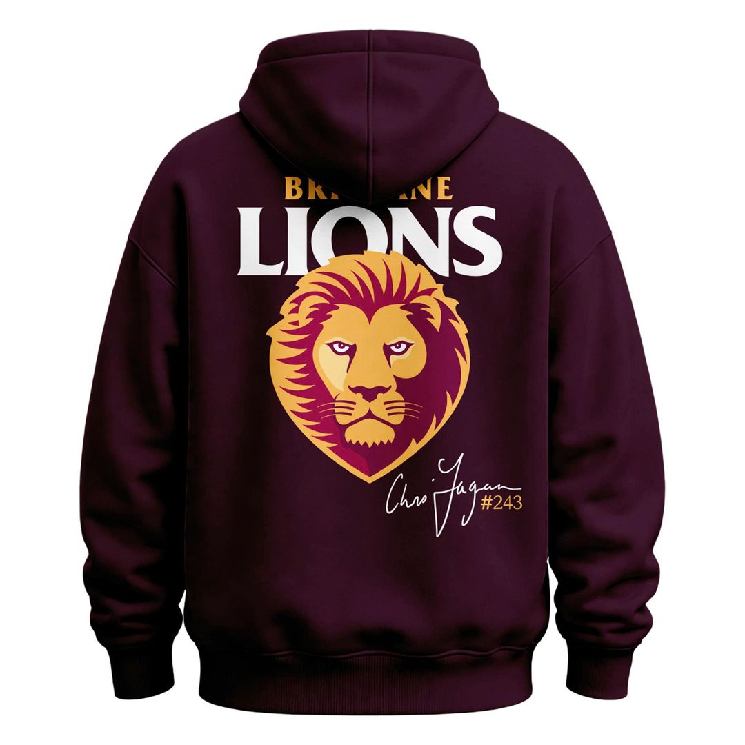 Brisbane Lions "THANK YOU FAGES" Coach Chris Fagan Signed Print Hoodie
