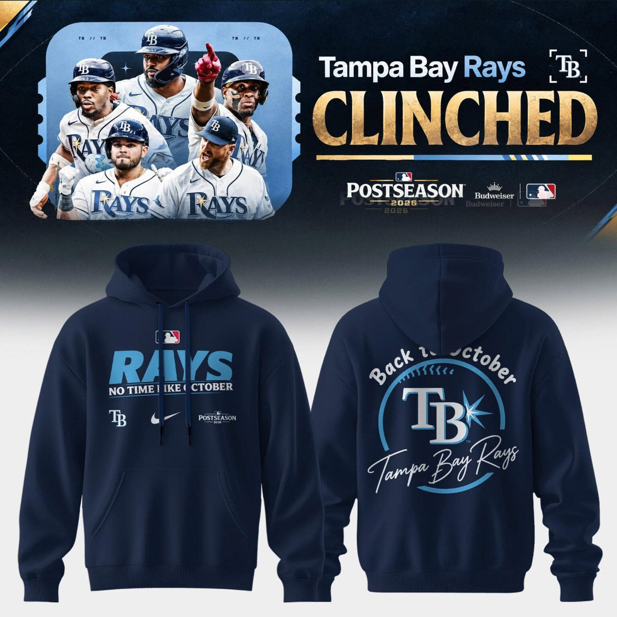 Tampa Bay Rays 2026 Postseason Clinched Hoodie