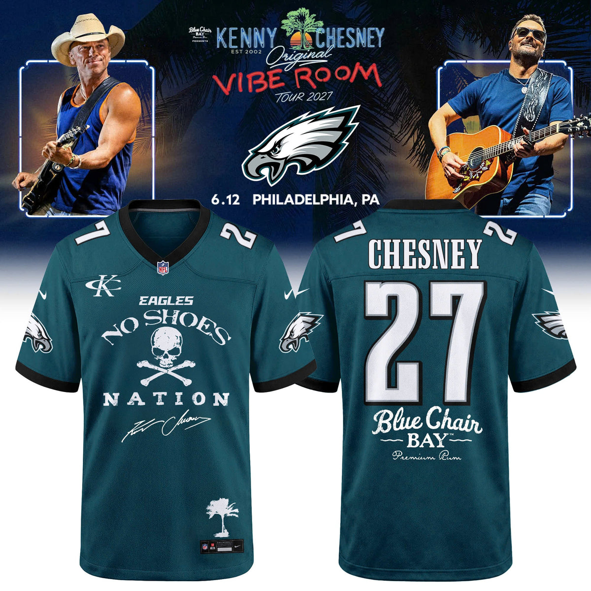 Philadelphia Eagles x Kenny Chesney The Original Vibe Room Tour 2027 Jersey (Copy)