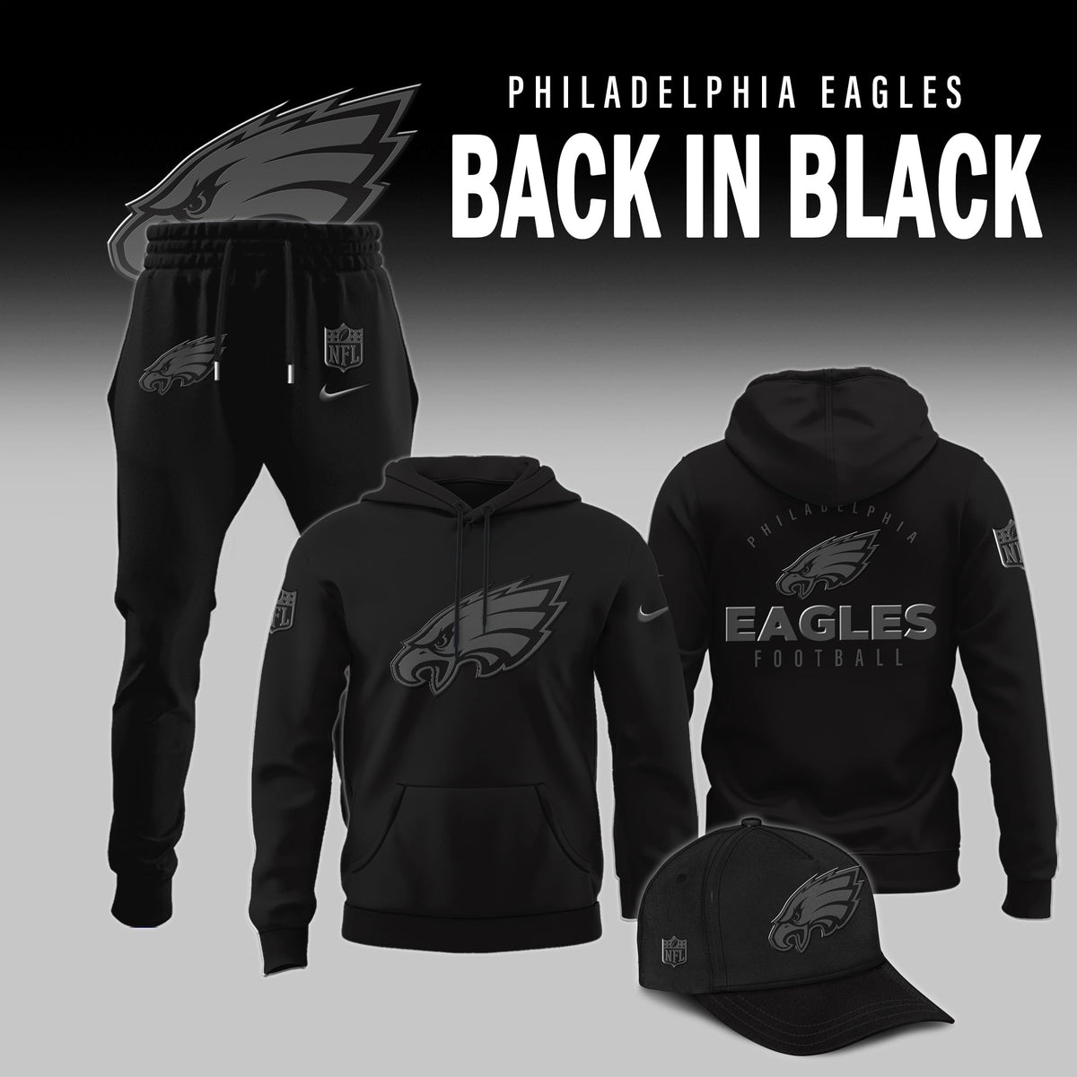 Philadelphia Eagles 2025 Back In Black Limited Edition Combo Hoodie