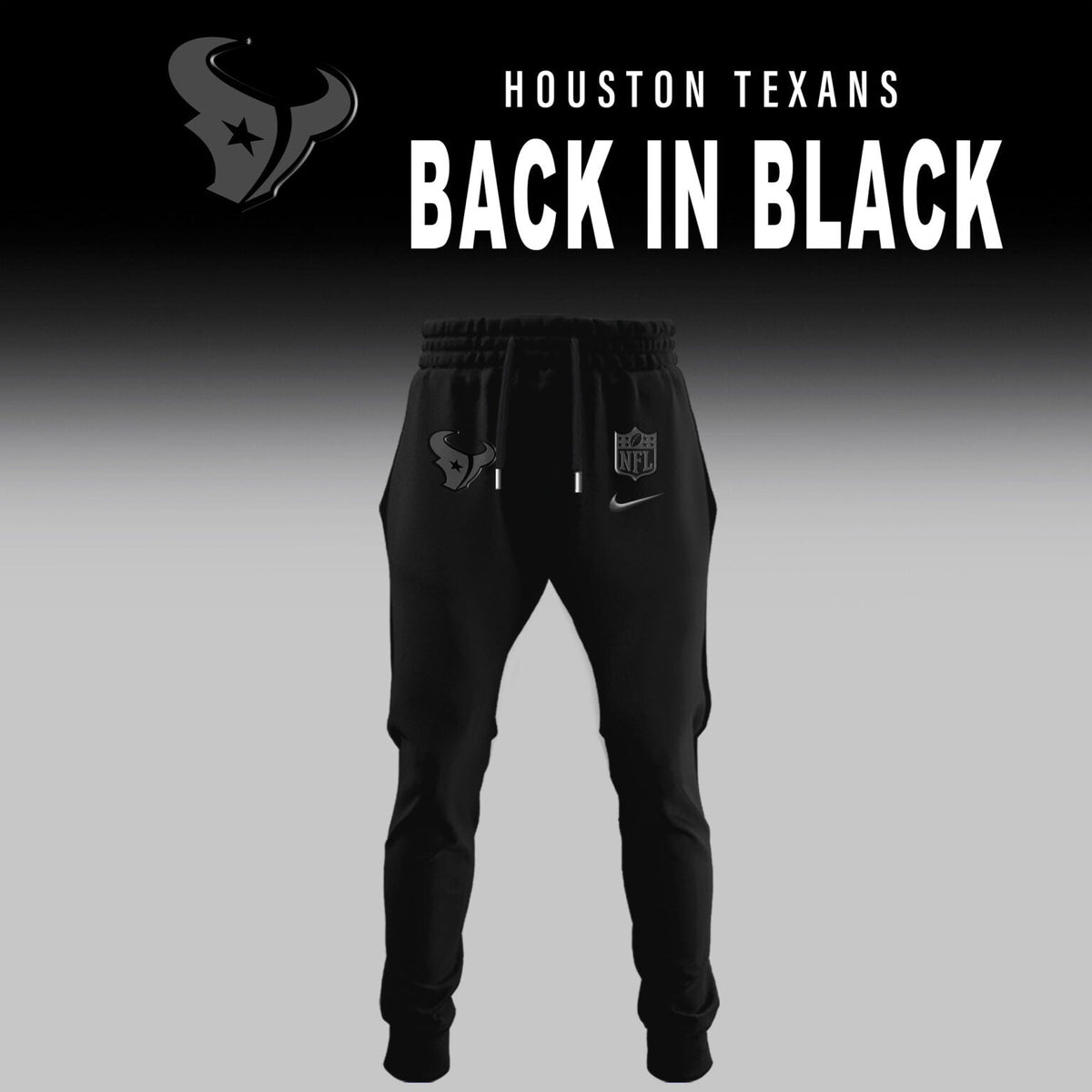Houston Texans Back In Black Half Zip Hoodie