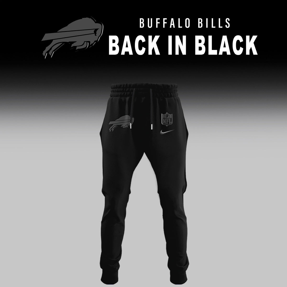 Buffalo Bills Back In Black Half Zip Hoodie
