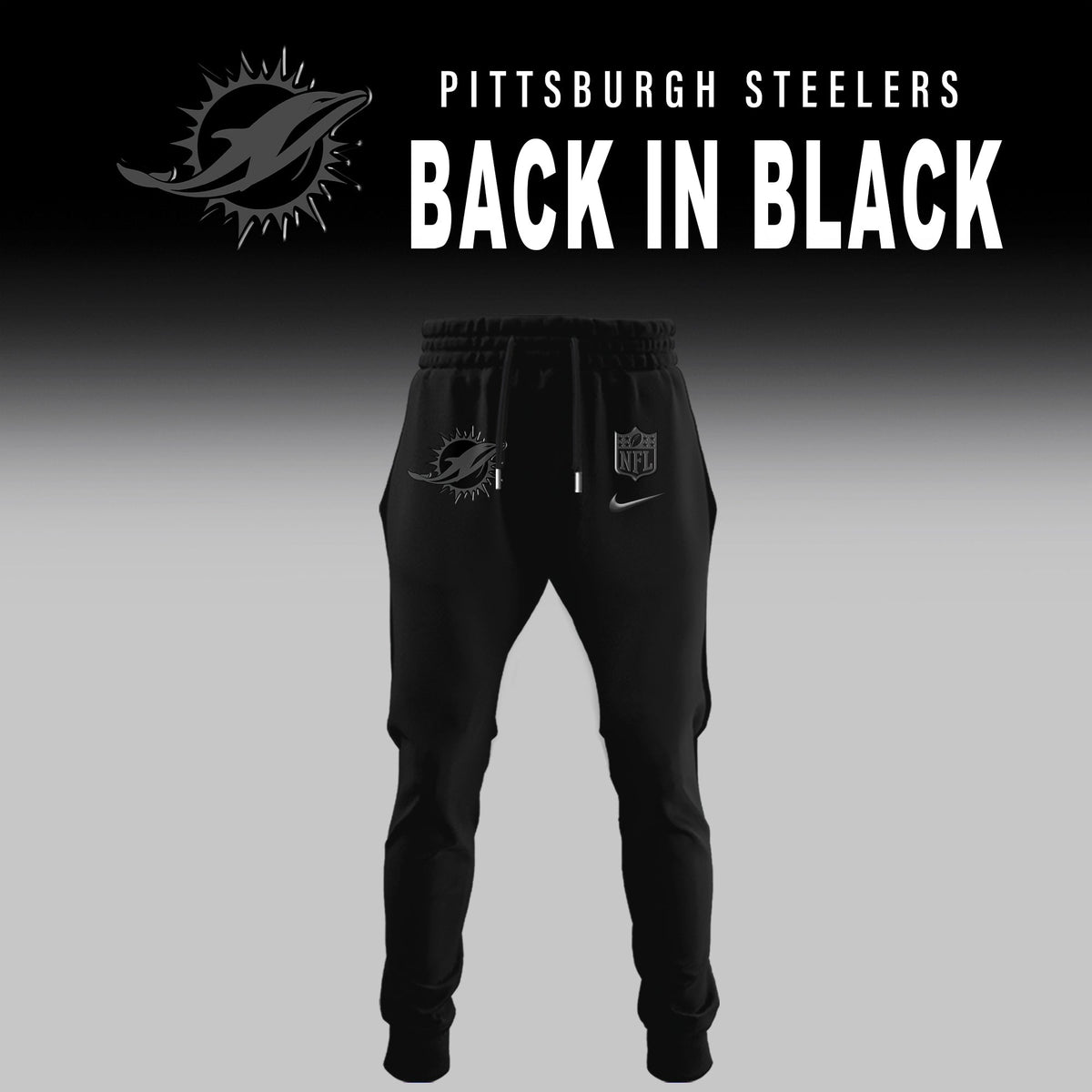 Miami Dolphins Back In Black Half Zip Hoodie
