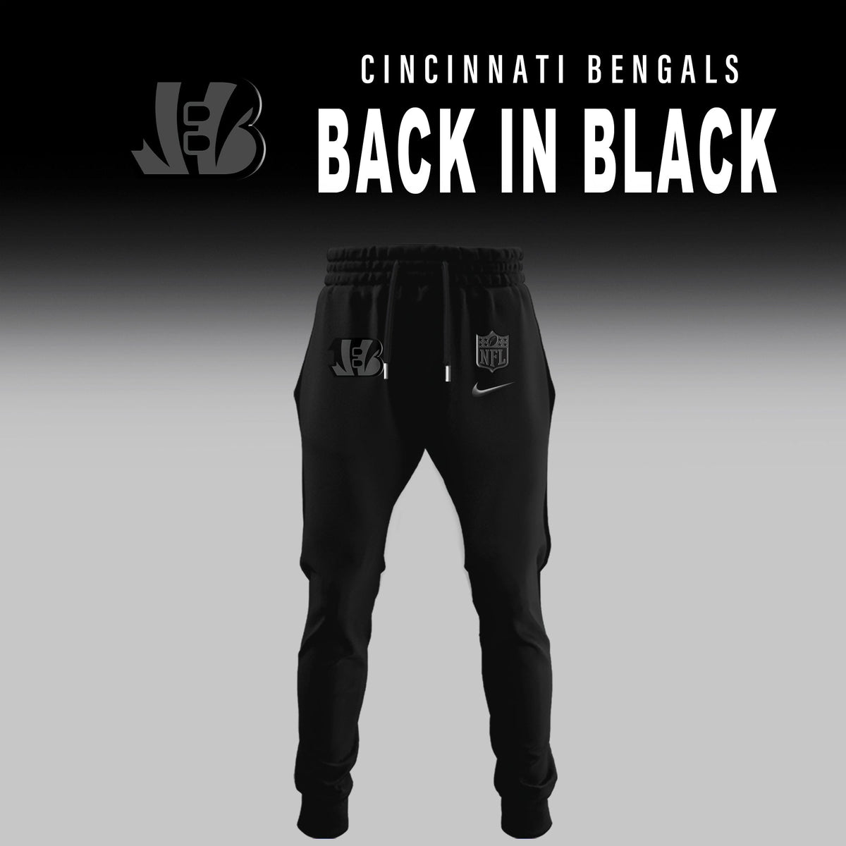 Cincinnati Bengals Back In Black Half Zip Hoodie