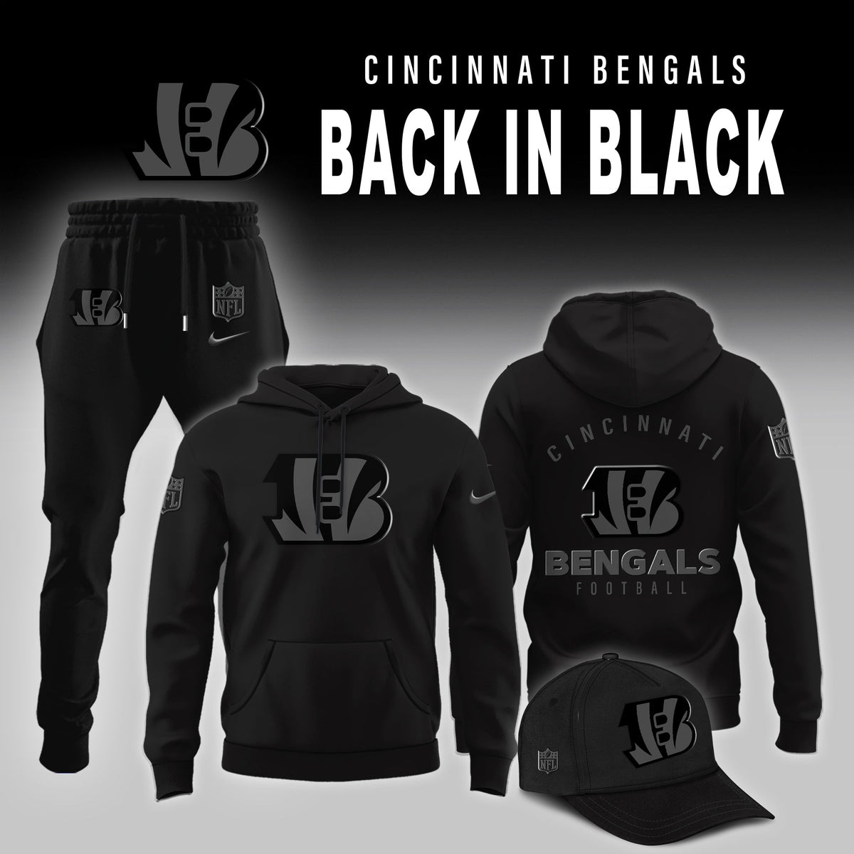 Cincinnati Bengals 2025 Back In Black Limited Combo Hoodie