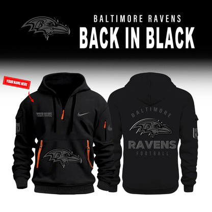 Baltimore Ravens Back In Black Half Zip Hoodie