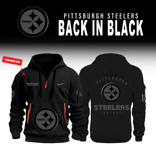 Pittsburgh Steelers Back In Black Half Zip Hoodie