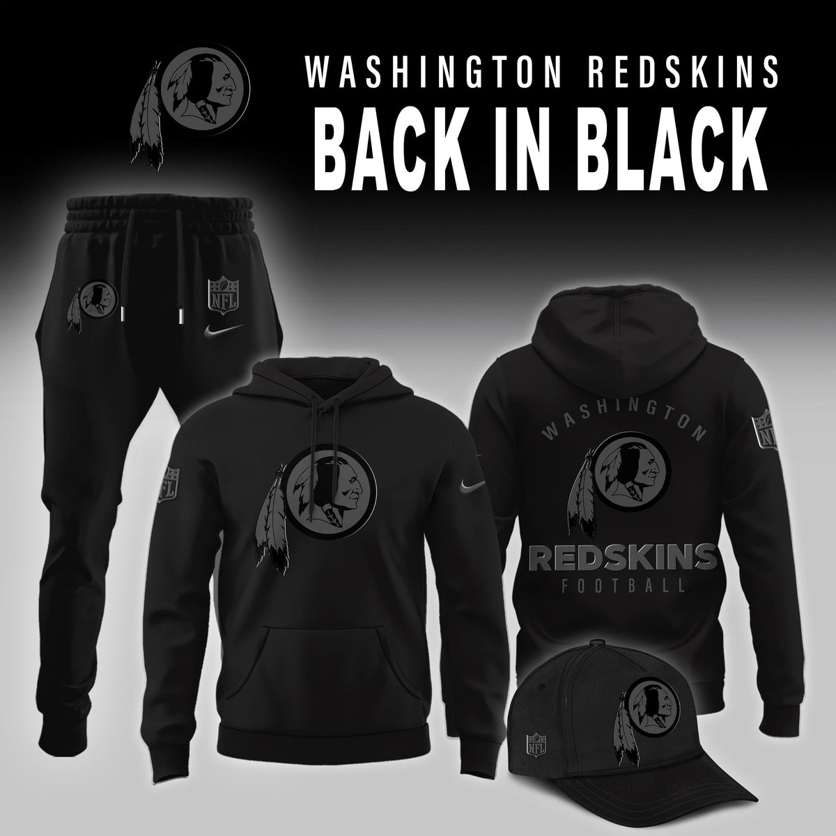 Washington Redskin 2025 Back In Black Limited Edition Combo Hoodie