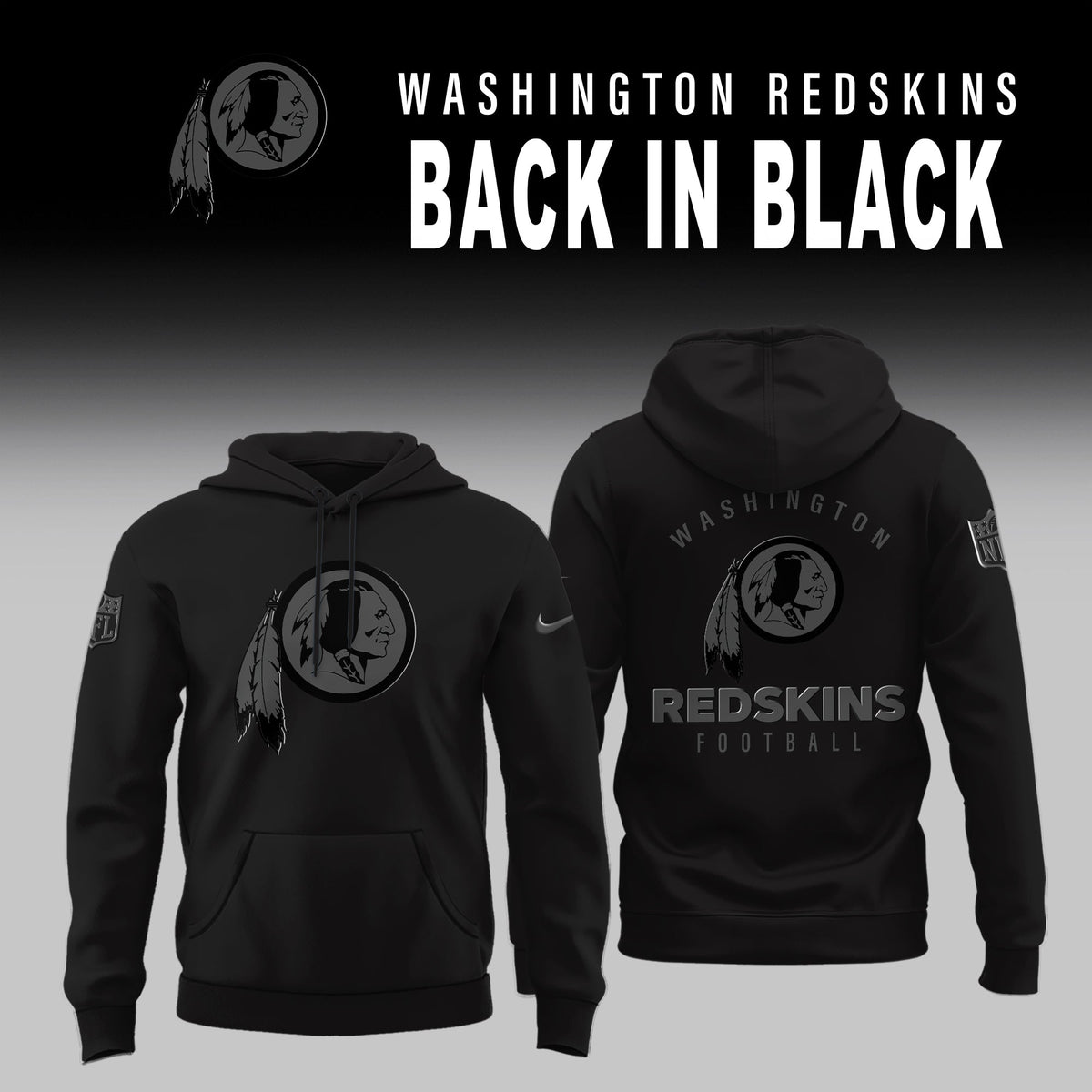 Washington Redskin 2025 Back In Black Limited Edition Combo Hoodie