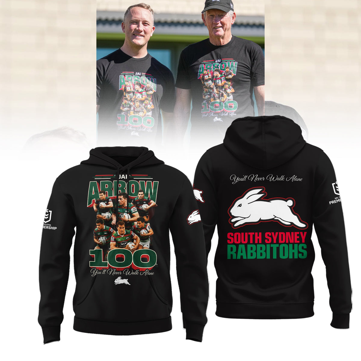 South Sydney Rabbitohs - Jai Arrow 100th Rabbitohs game - You'll Never Walk Alone Hoodie