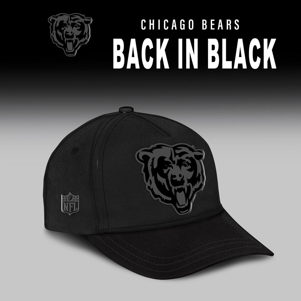 Chicago Bears Back In Black Half Zip Hoodie
