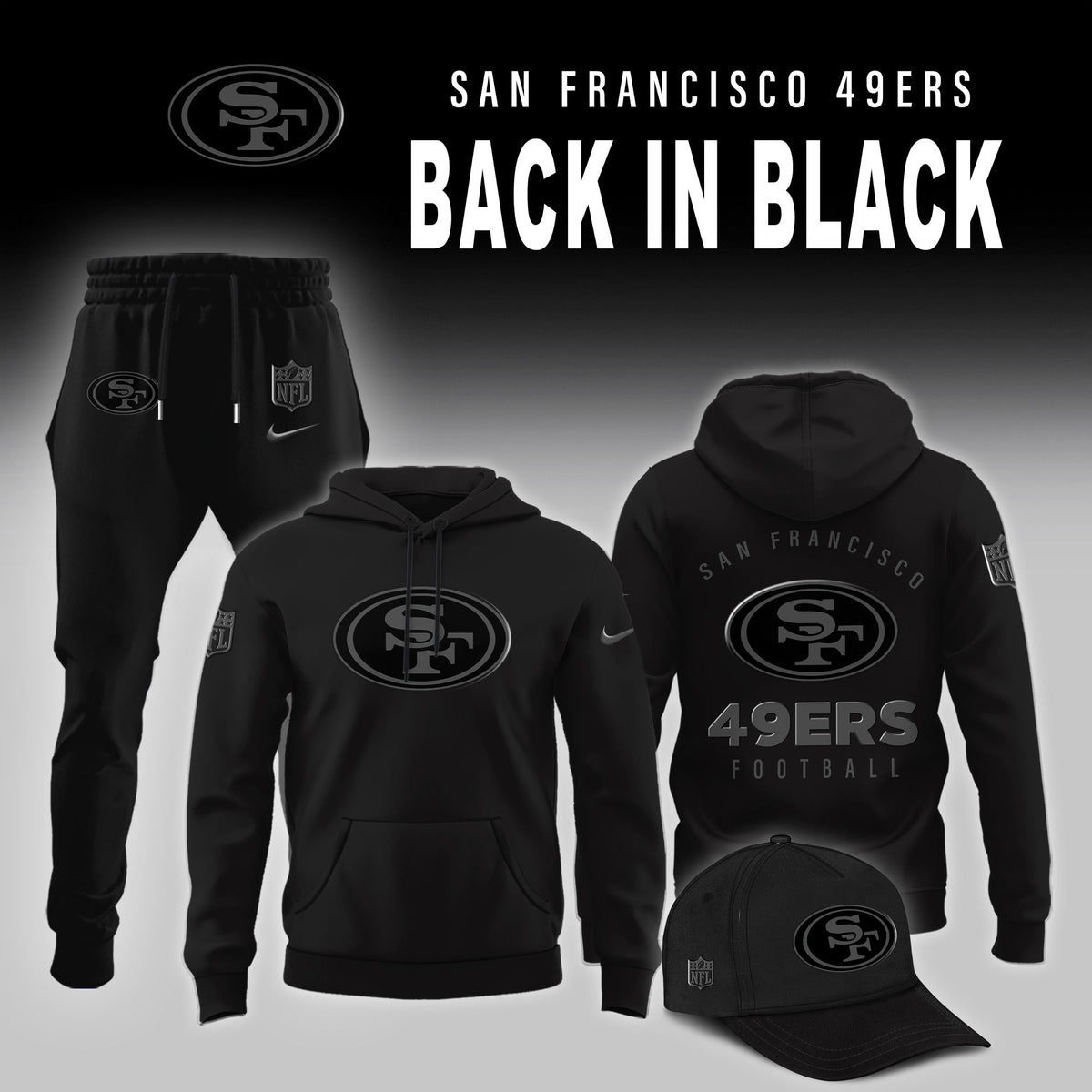 San Francisco 49ers 2025 Back In Black Limited Edition Combo Hoodie