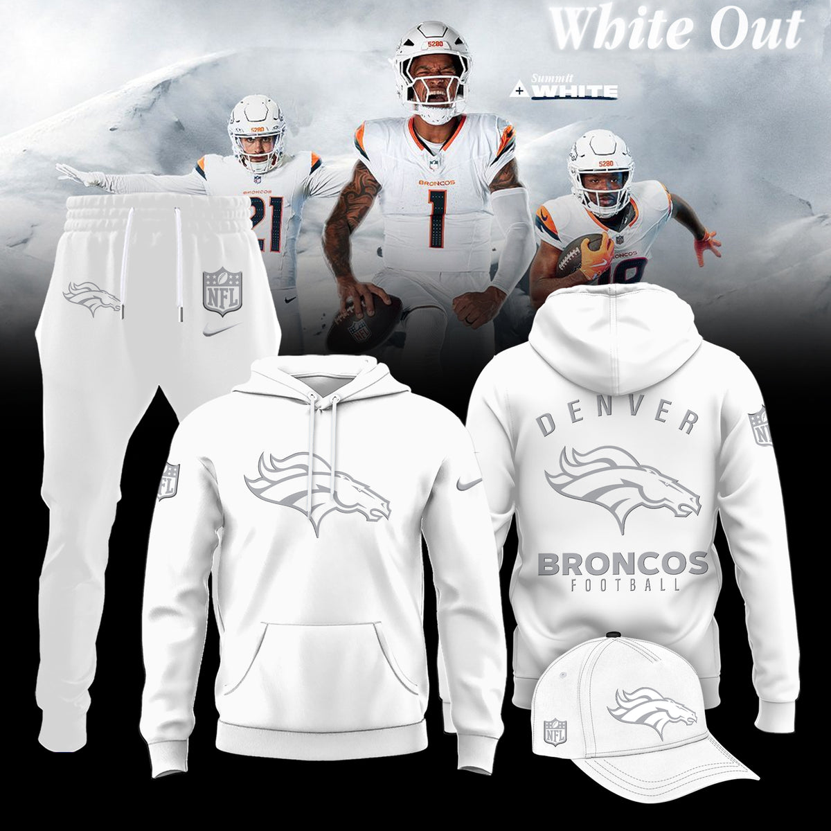 Denver Broncos 2026 White Out Limited Edition Hoodie