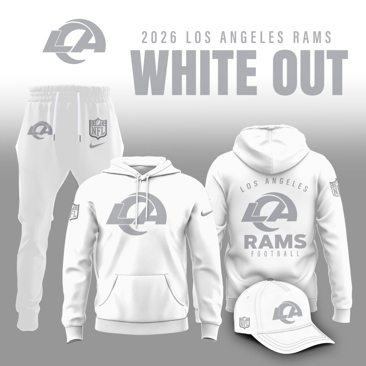 Los Angeles Rams 2026 White Out Limited Edition Hoodie