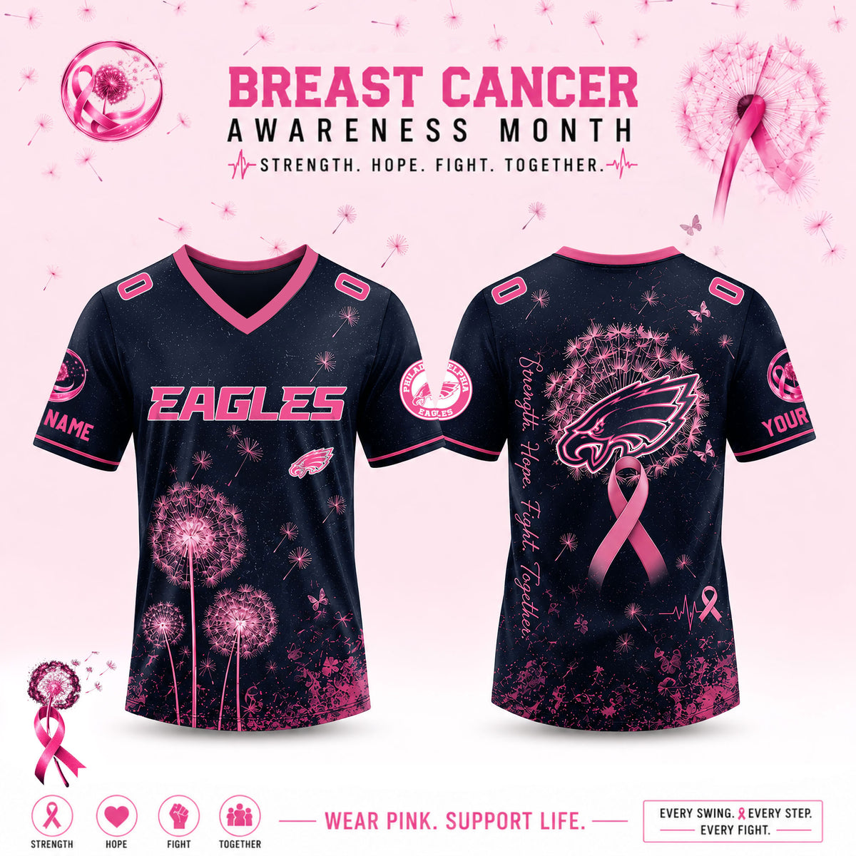 Full Team NFL 2026 Breast Cancer Awareness x Dandelion of Hope Jersey