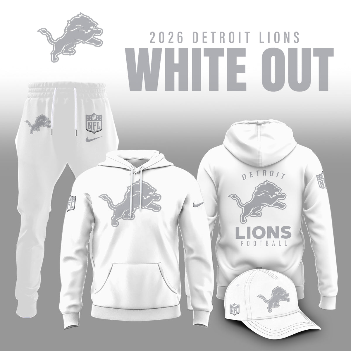 Detroit Lions 2026 White Out Limited Edition Hoodie