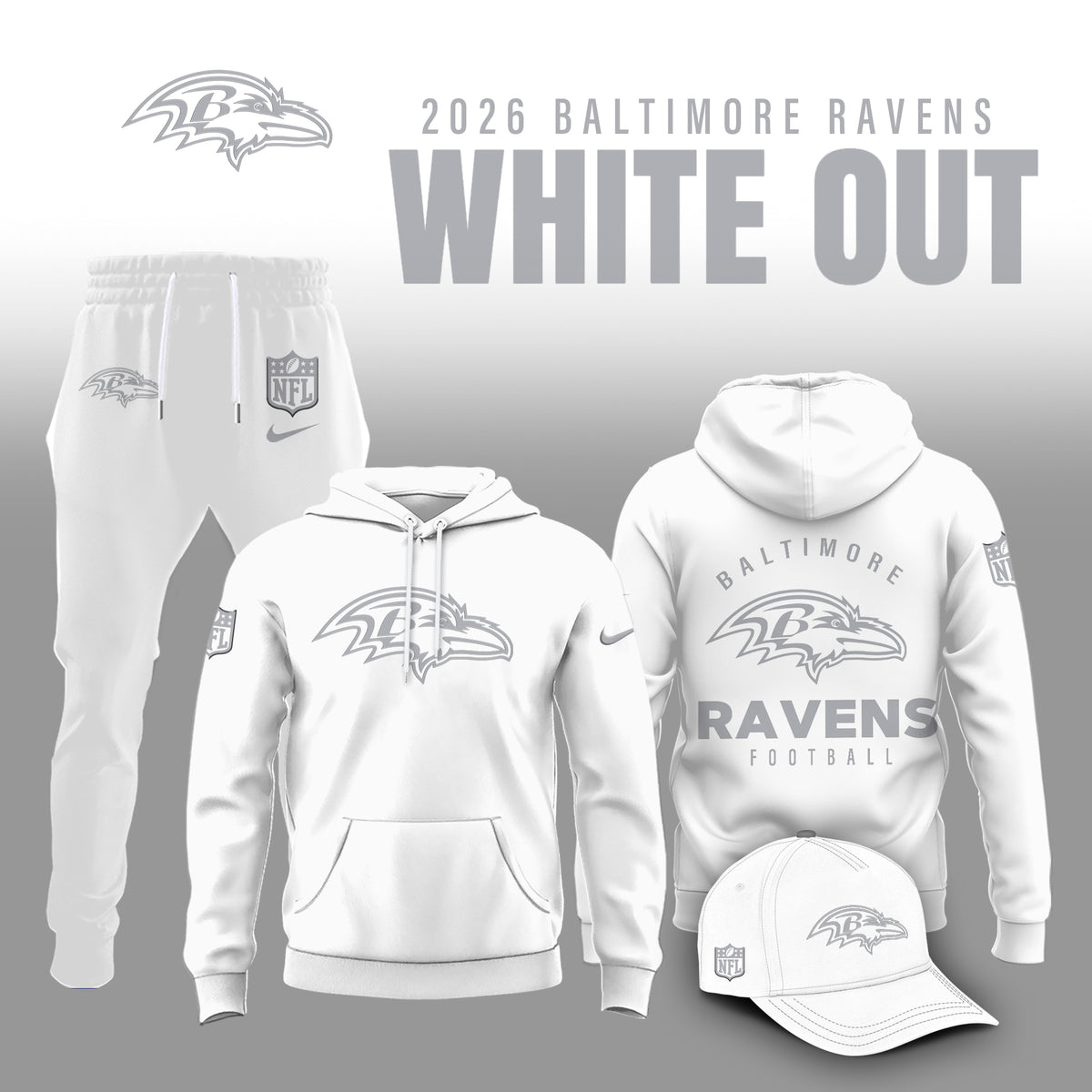 Baltimore Ravens 2026 White Out Limited Edition Hoodie