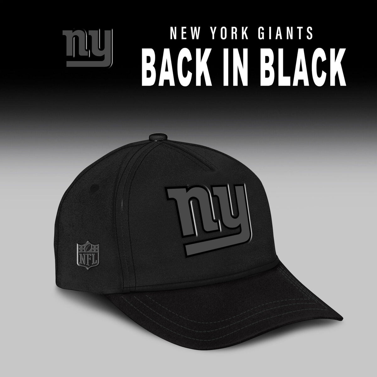 New York Giants Back In Black Half Zip Hoodie