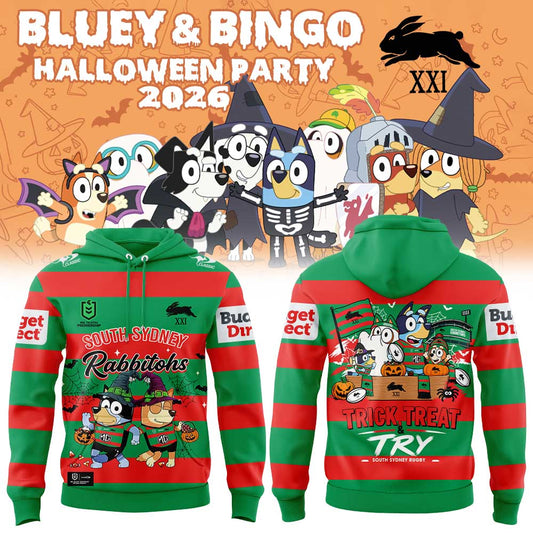 South Sydney Rabbitohs Bluey and Bingo Halloween Party 2026 Hoodie