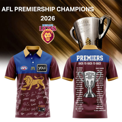 Brisbane Lions AFL 2026 Premiership Champions Polo