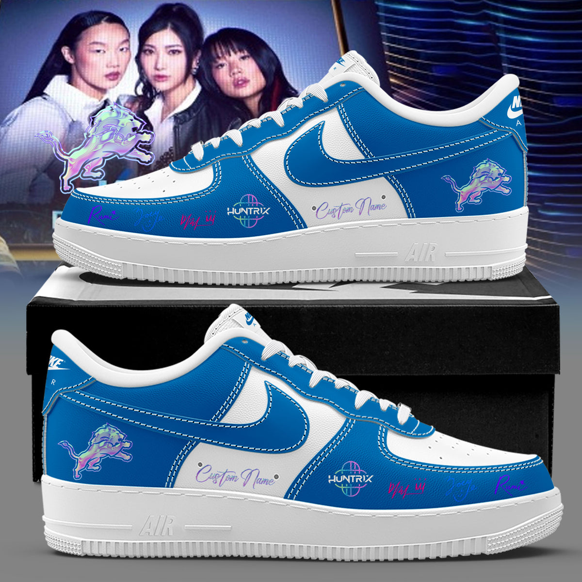 Detroit Lions KPop Demon Hunters Custom Name Shoes AF
