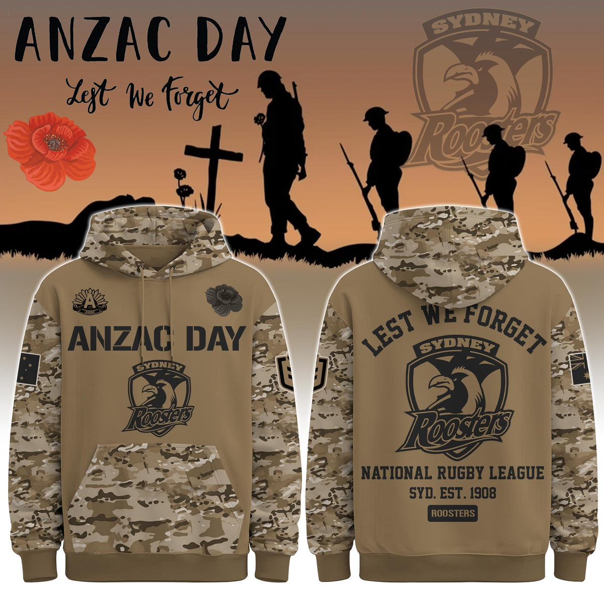 Sydney Roosters – Anzac Day Hoodie