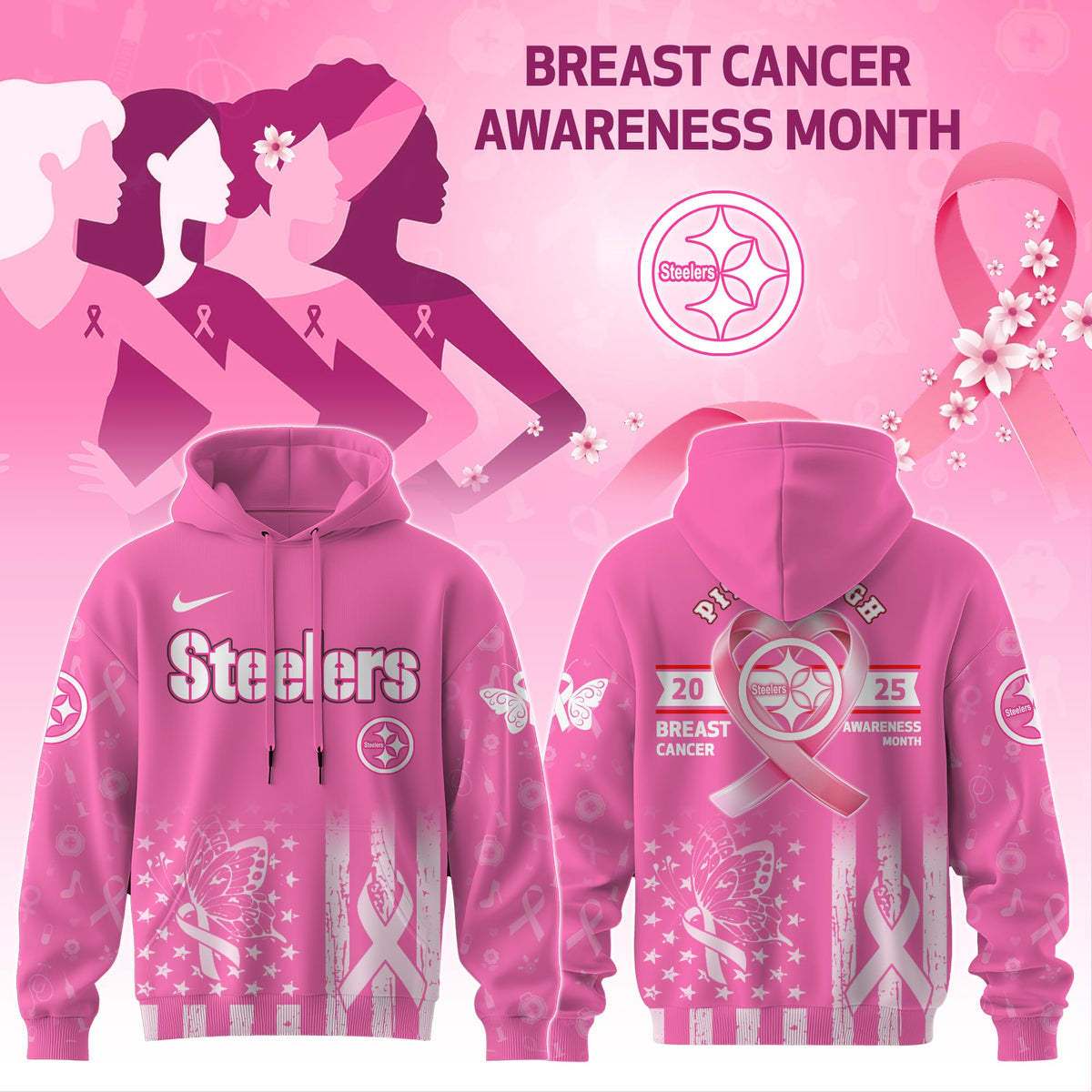 Philadelphia Steelers Special Breast Cancer Awareness Month Limited Edition Hoodie 2025