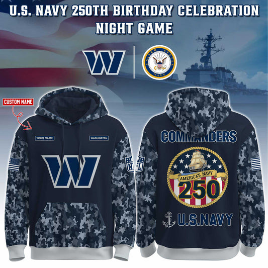 Washington Commanders Navy 250th Birthday Hoodie Limited Edions