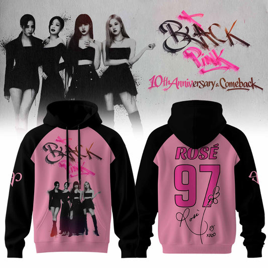 🖤 BLACKPINK – 10th Anniversary & Comeback 🩷 Hoodie – Rosé
