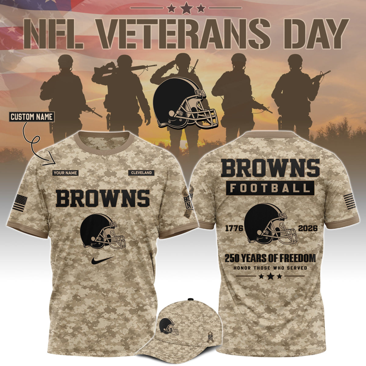 Limited Edition Cleveland Browns x Veterans Day 2026 T-Shirt