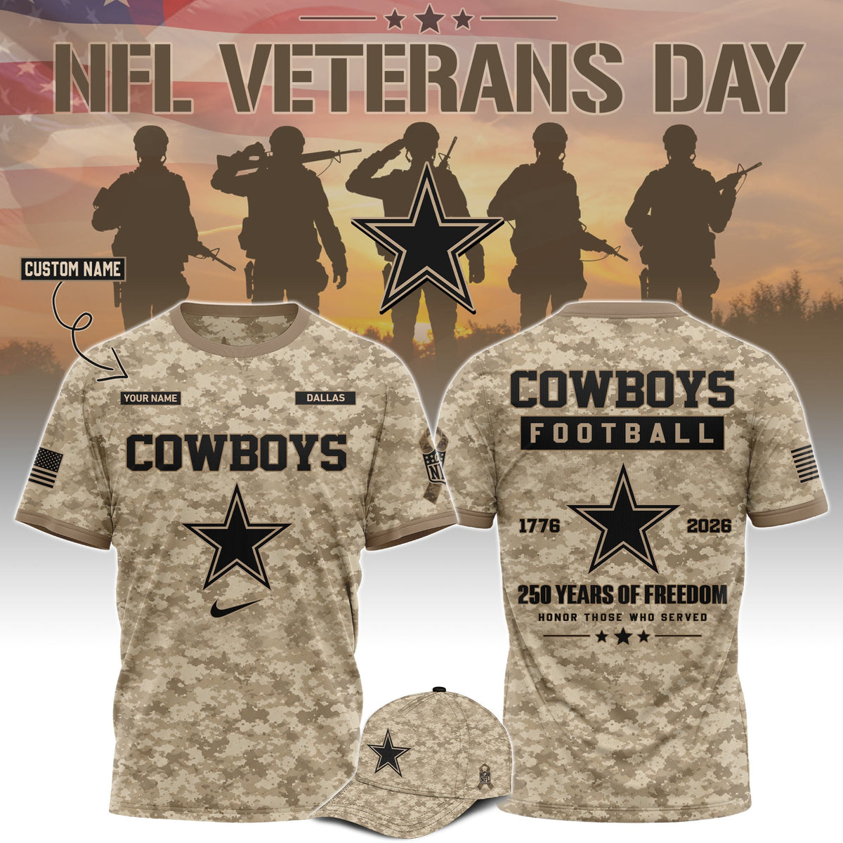 Limited Edition Dallas Cowboys x Veterans Day 2026 T-Shirt