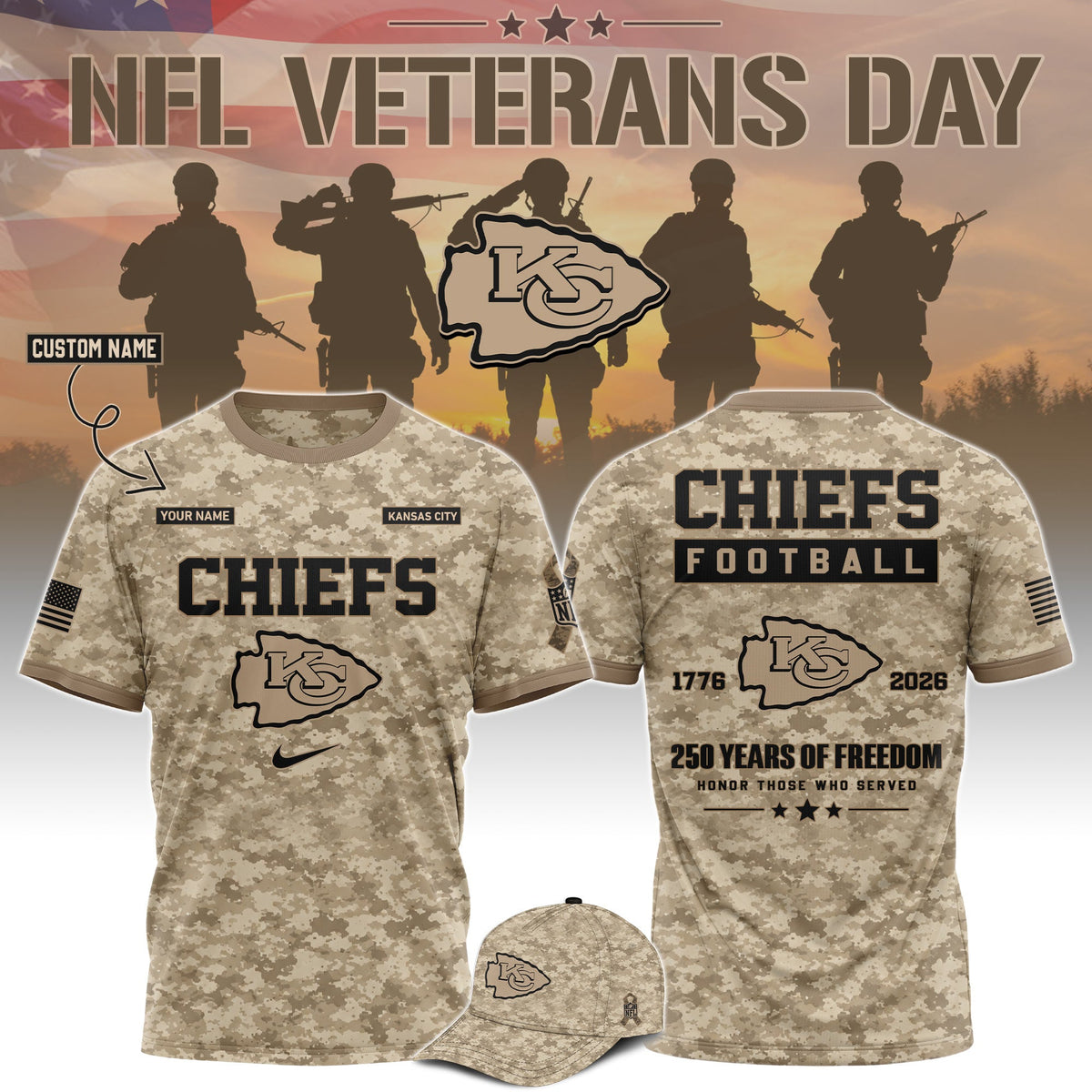 Limited Edition Kansas City Chiefs x Veterans Day 2026 T-Shirt