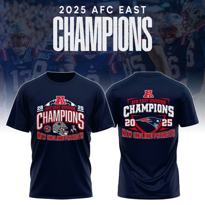 New England Patriots 2025 AFC East Champions T-Shirt Limited Edition