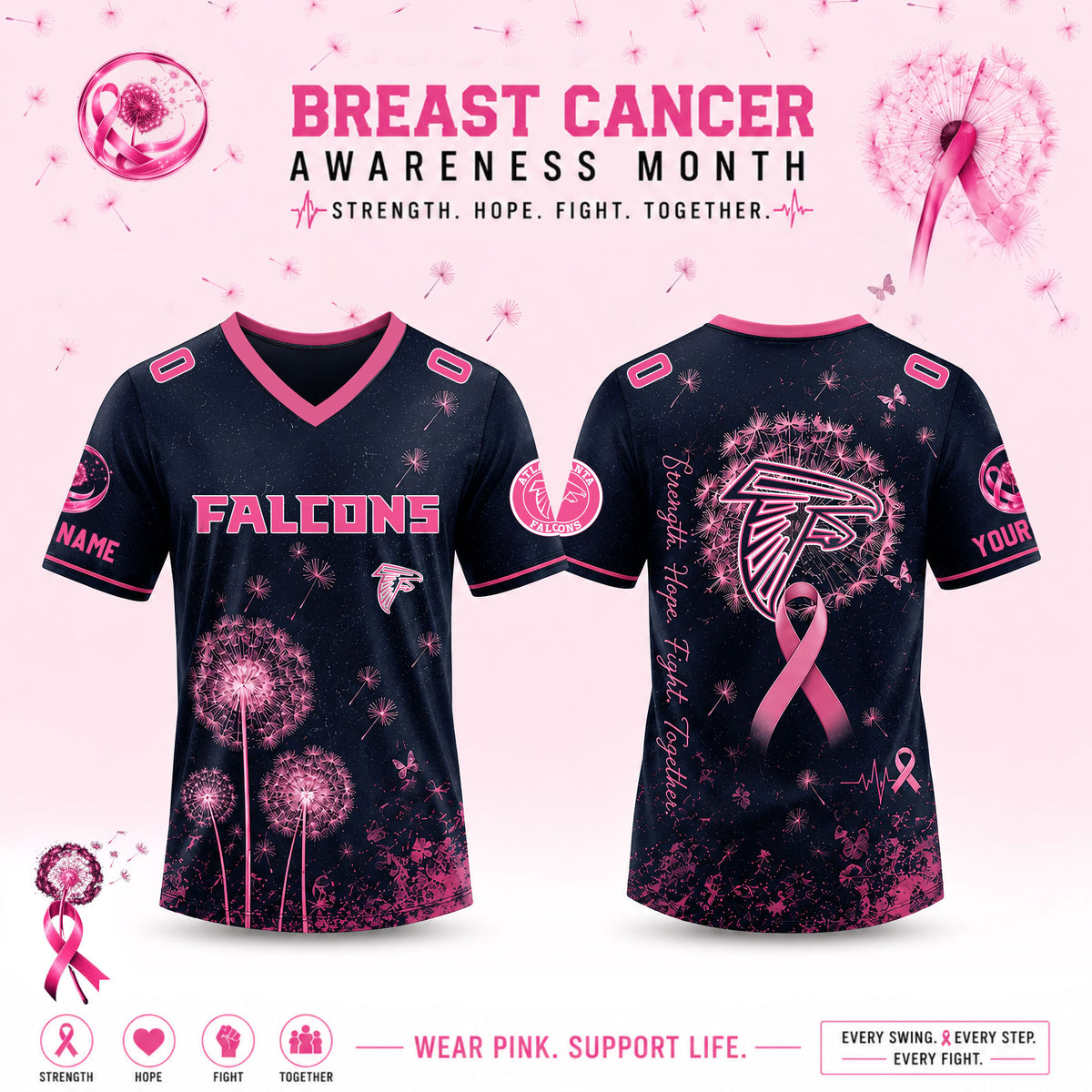 Limited Edition Atlanta Falcons 2026 Breast Cancer Awareness x Dandelion of Hope Jersey