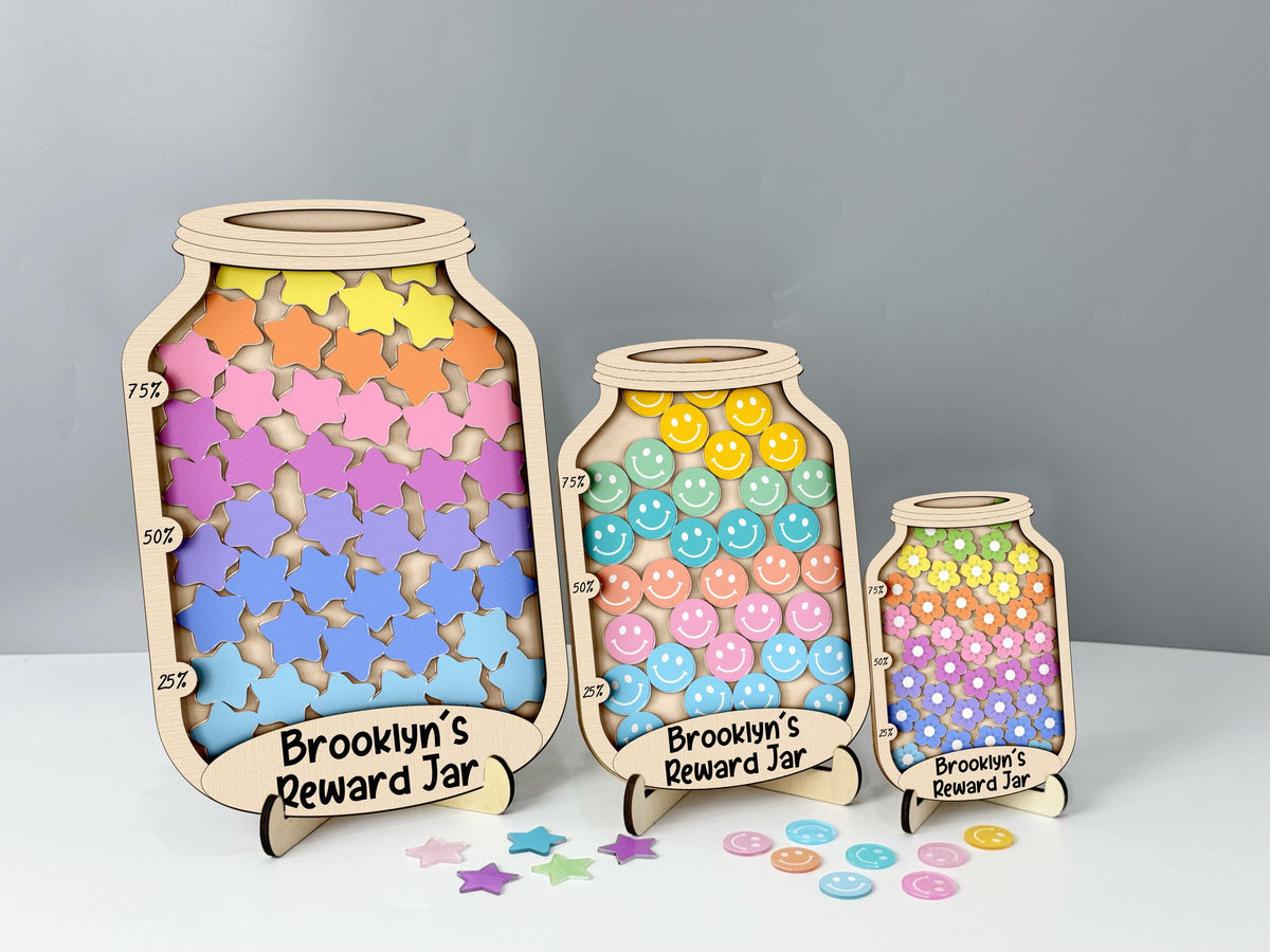 Smiley Face Reward Jar,Magnetic Reward Jar with Token,Classroom Teacher Star Jar,Reward System for Kids Behavior,Gift for Kid,Potty Training