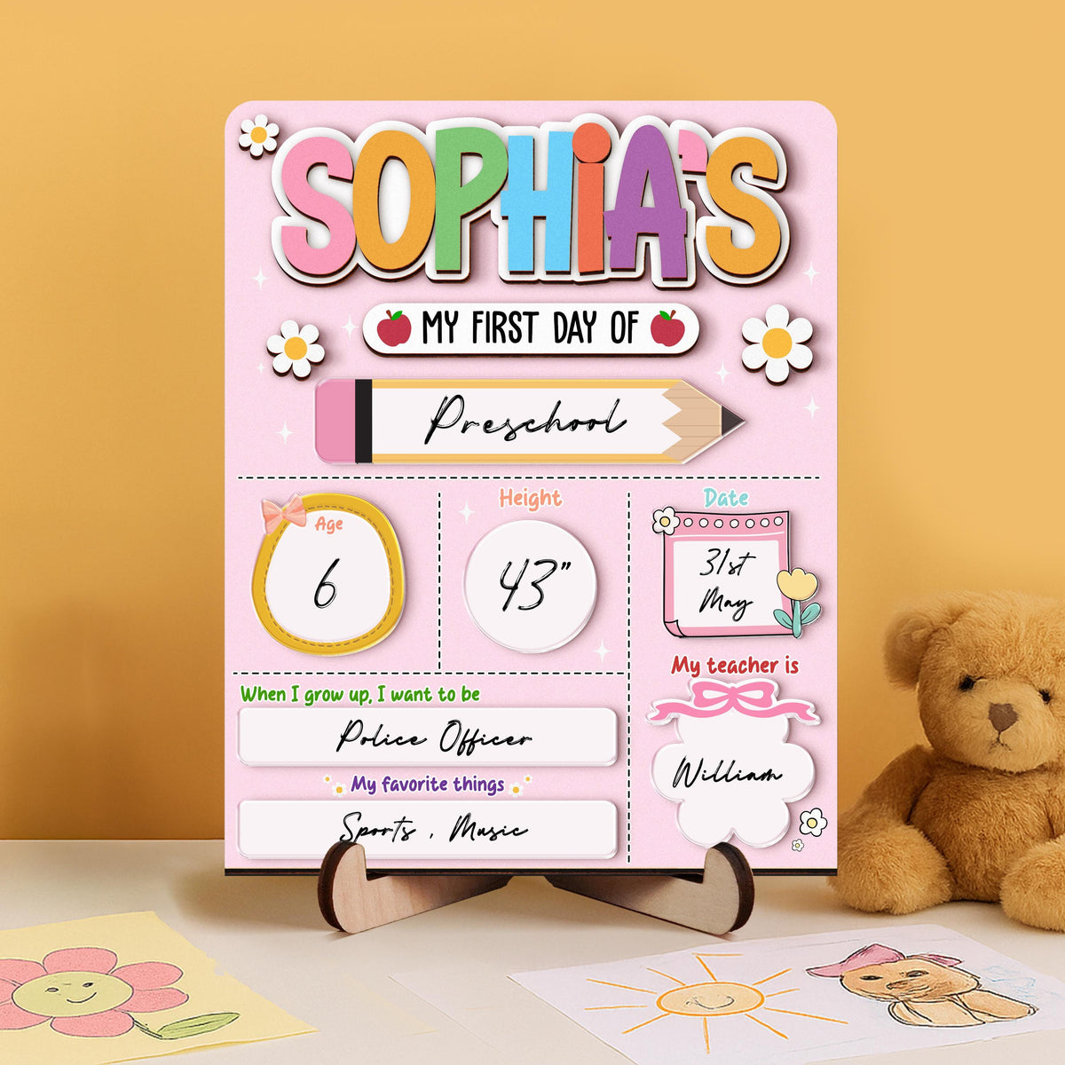 Custom First Day Of School Sign, Last Day of School Sign, Custom Name Sign, Preschool Back To School Dry Erase Sign, 1st Day of School Board