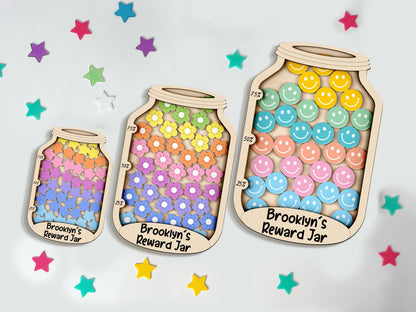 Smiley Face Reward Jar,Magnetic Reward Jar with Token,Classroom Teacher Star Jar,Reward System for Kids Behavior,Gift for Kid,Potty Training