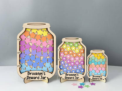 Personalised Star Smile Reward Jar,Magnetic Reward Jar with Tokens,Classroom Decor,Back to school,Chore Chart Gift for Kid,Potty Training