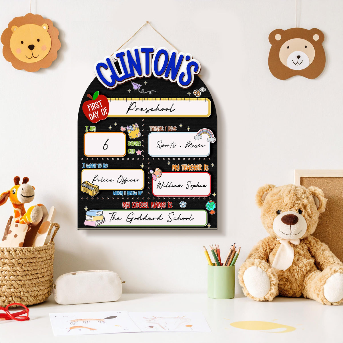 Custom First & Last Day School Sign,Back to School Sign,Kindergarten 1st Day of School Reusable,First Day Wooden School Board,Photo Prop