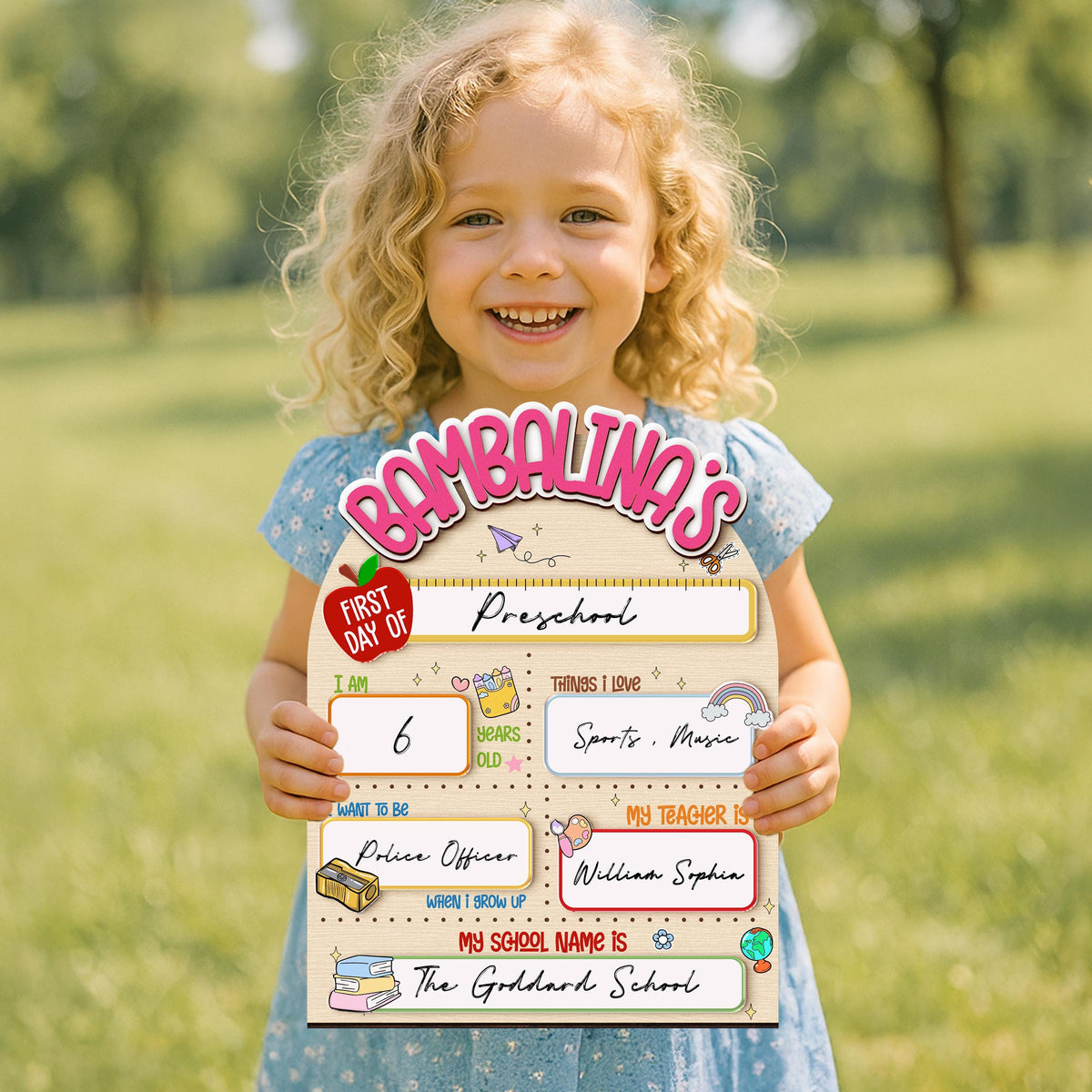 Custom First Day of School Sign,Interchangeable Back to School Sign,Preschool,Kindergarten 1st Day of School Board Reusable,Last Day School