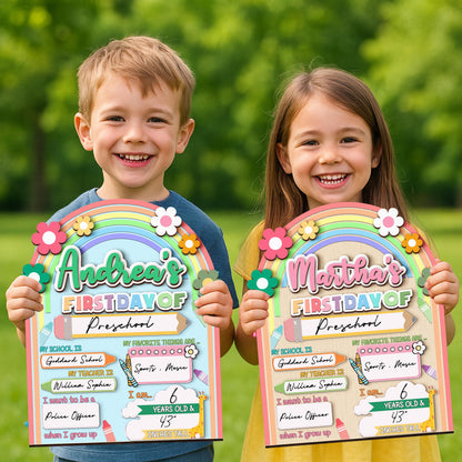 Personalized First Day School Sign, Back to School Sign, Kindergarten 1st Day of School Sign Reusable, Custom First Day School Sign