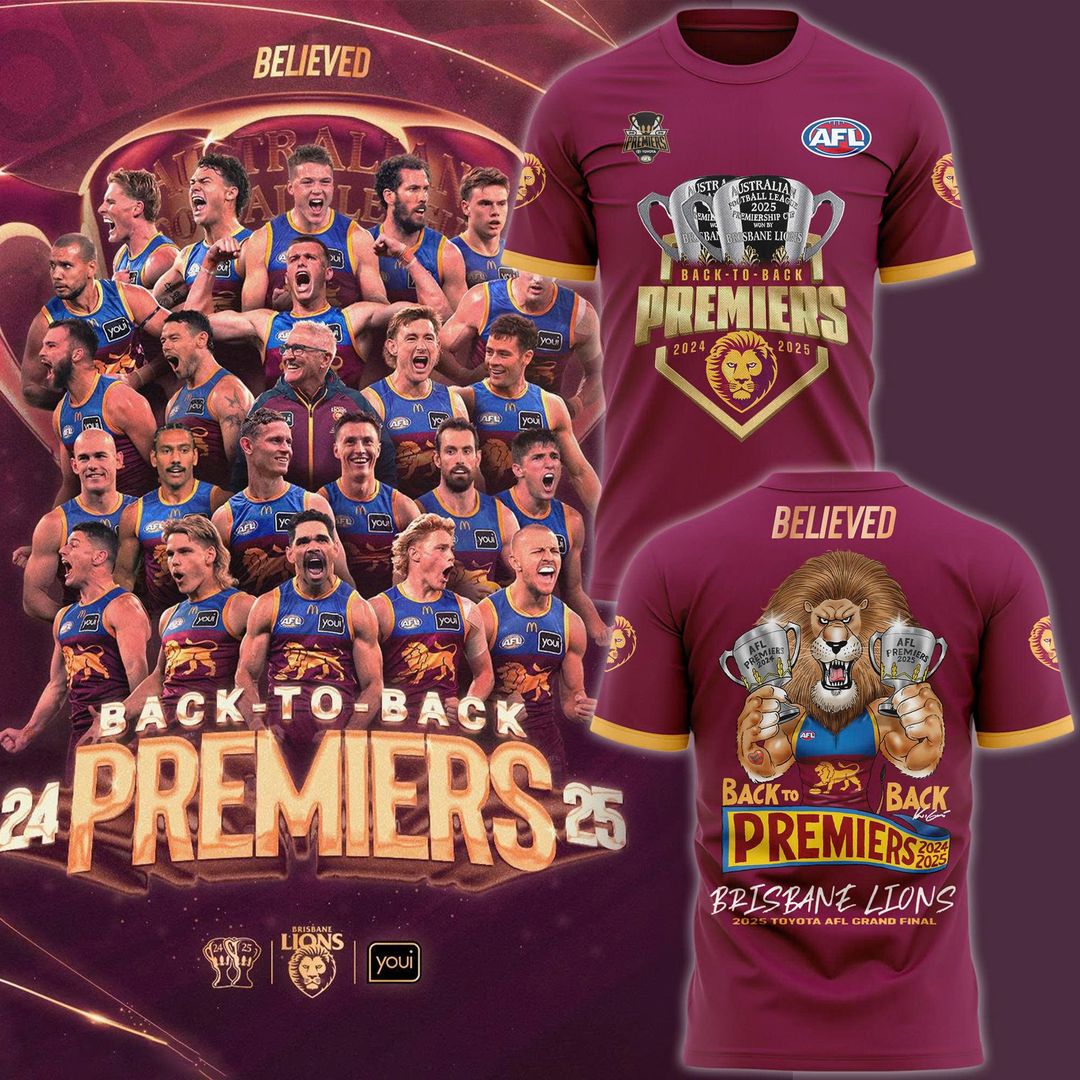 Brisbane Lions BACK TO BACK PREMIERS 2025 Tshirt